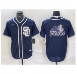 Men San Diego Padres Navy Team Big Logo Cool Base Stitched Baseball Jersey