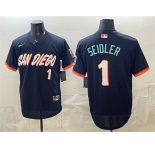 Men's San Diego Padres #1 Peter Seidler Obsidian 2026 City Connect Stadium Stitched Baseball Jersey