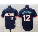 Men's San Diego Padres #12 Luis Campusano Obsidian 2026 City Connect Stadium Stitched Baseball Jersey