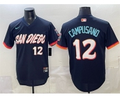 Men's San Diego Padres #12 Luis Campusano Obsidian 2026 City Connect Stadium Stitched Baseball Jersey