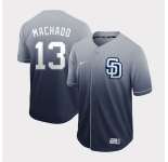 Men's San Diego Padres #13 Manny Machado Authentic Grey Drift Fashion MLB Baseball Jersey
