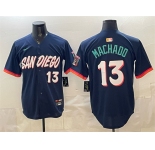 Men's San Diego Padres #13 Manny Machado Obsidian 2026 City Connect Limited Stitched Baseball Jersey.