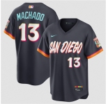 Men's San Diego Padres #13 Manny Machado Obsidian 2026 City Connect Stadium Limited Stitched Baseball Jersey