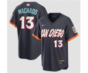 Men's San Diego Padres #13 Manny Machado Obsidian 2026 City Connect Stadium Limited Stitched Baseball Jersey