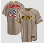 Men's San Diego Padres #13 Manny Machado Tan USA 250 Fourth of July Home Stitched Baseball Jersey