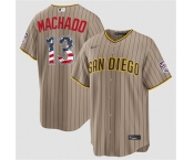 Men's San Diego Padres #13 Manny Machado Tan USA 250 Fourth of July Home Stitched Baseball Jersey