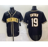 Men's San Diego Padres #19 Tony Gwynn 2026 Fashion Replica Black Out Stitched Baseball Jersey