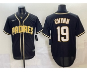 Men's San Diego Padres #19 Tony Gwynn 2026 Fashion Replica Black Out Stitched Baseball Jersey