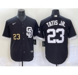 Men's San Diego Padres #23 Fernando Tatis Jr Number Black 2023 Cool Base Stitched Jersey