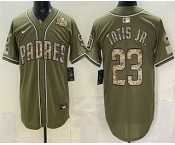 Men's San Diego Padres #23 Fernando Tatis Jr Olive 2026 Armed Forces Day Jersey