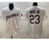 Men's San Diego Padres #23 Fernando Tatis Jr. White Throwback With Patch Cool Base Stitched Baseball Jersey