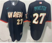 Men's San Diego Padres #27 Nick Pivetta Black 2026 City Connect Stadium Jersey1
