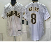 Men's San Diego Padres #8 Ethan Salas White Cool Base Jersey