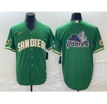 Men's San Diego Padres Green Team Big Logo Cool Base Stitched Baseball Jersey 002