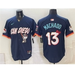 Men's San Diego Padres X Hello Kitty #13 Manny Machado Obsidian 2026 City Connect Stadium Stitched Baseball Jersey
