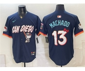 Men's San Diego Padres X Hello Kitty #13 Manny Machado Obsidian 2026 City Connect Stadium Stitched Baseball Jersey