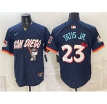Men's San Diego Padres X Hello Kitty #23 Fernando Tatis Jr. Obsidian 2026 City Connect Stadium Stitched Baseball Jersey