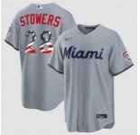Men's Miami Marlins #28 Kyle Stowers Gray USA 250 Fourth of July Home Stitched Baseball Jersey