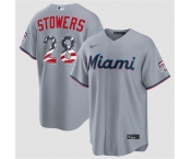 Men's Miami Marlins #28 Kyle Stowers Gray USA 250 Fourth of July Home Stitched Baseball Jersey