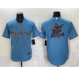 Men's Miami Marlins Blue Team Big Logo Cool Base Stitched Baseball Jersey