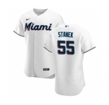 Men's Nike Miami Marlins #55 Ryne Stanek White Home 2020 Authentic Player Baseball Jersey
