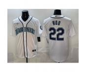 Men Seattle Mariners #22 Bryan Woo White Cool Base Stitched Baseball Jersey
