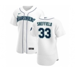 Men's Nike Seattle Mariners #33 Justus Sheffield White Home 2020 Authentic Player Baseball Jersey