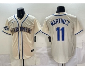 Men's Seattle Mariners #11 Edgar Martinez Cream 50th Anniversary Patch Stitched Baseball Jersey