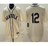 Men's Seattle Mariners #12 Josh Naylor Cream Alternate Stitched Jersey