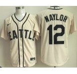 Men's Seattle Mariners #12 Josh Naylor Cream Cool Base Jersey