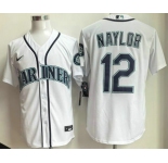 Men's Seattle Mariners #12 Josh Naylor White Cool Base Jersey