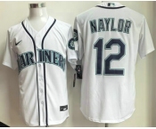 Men's Seattle Mariners #12 Josh Naylor White Cool Base Jersey