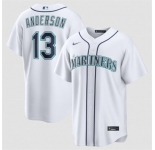 Men's Seattle Mariners #13 Kade Anderson White Cool Base Limited Stitched jersey