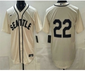 Men's Seattle Mariners #22 Bryan Woo Cream Alternate Stitched Jersey