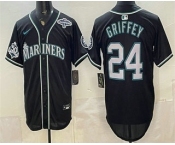 Men's Seattle Mariners #24 Ken Griffey Jr 50th Black Out Style Vapor Premier Limited Jersey