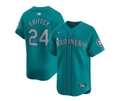 Men's Seattle Mariners #24 Ken Griffey Jr. Aqua Alternate Limited Stitched jersey