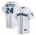 Men's Seattle Mariners #24 Ken Griffey Jr. White Cool Base Jersey
