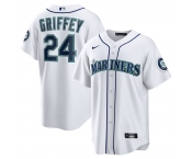 Men's Seattle Mariners #24 Ken Griffey Jr. White Cool Base Jersey