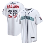 Men's Seattle Mariners #29 Big Dumper White USA 250 Fourth of July Home Stitched Baseball Jersey