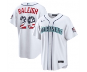 Men's Seattle Mariners #29 Big Dumper White USA 250 Fourth of July Home Stitched Baseball Jersey