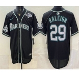 Men's Seattle Mariners #29 Cal Raleigh 50th Black Out Style Vapor Premier Limited Jersey