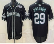 Men's Seattle Mariners #29 Cal Raleigh 50th Black Out Style Vapor Premier Limited Jersey