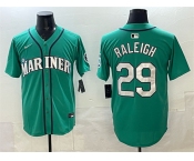 Men's Seattle Mariners #29 Cal Raleigh Aqua Limited Stitched jersey