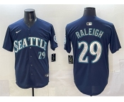 Men's Seattle Mariners #29 Cal Raleigh Navy Limited Stitched jersey