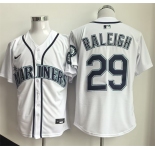 Men's Seattle Mariners #29 Cal Raleigh White Cool Base Stitched Baseball Jersey