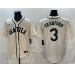 Men's Seattle Mariners #3 J.P. Crawford Cream With Name Alternate Stitched Baseball Jersey