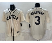 Men's Seattle Mariners #3 J.P. Crawford Cream With Name Alternate Stitched Baseball Jersey