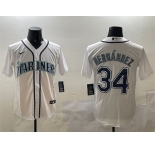 Men's Seattle Mariners #34 Félix Hernández White Cool Base Stitched Baseball Jersey