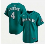 Men's Seattle Mariners #4 Colt Emerson Aqua Limited Stitched jersey