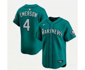 Men's Seattle Mariners #4 Colt Emerson Aqua Limited Stitched jersey